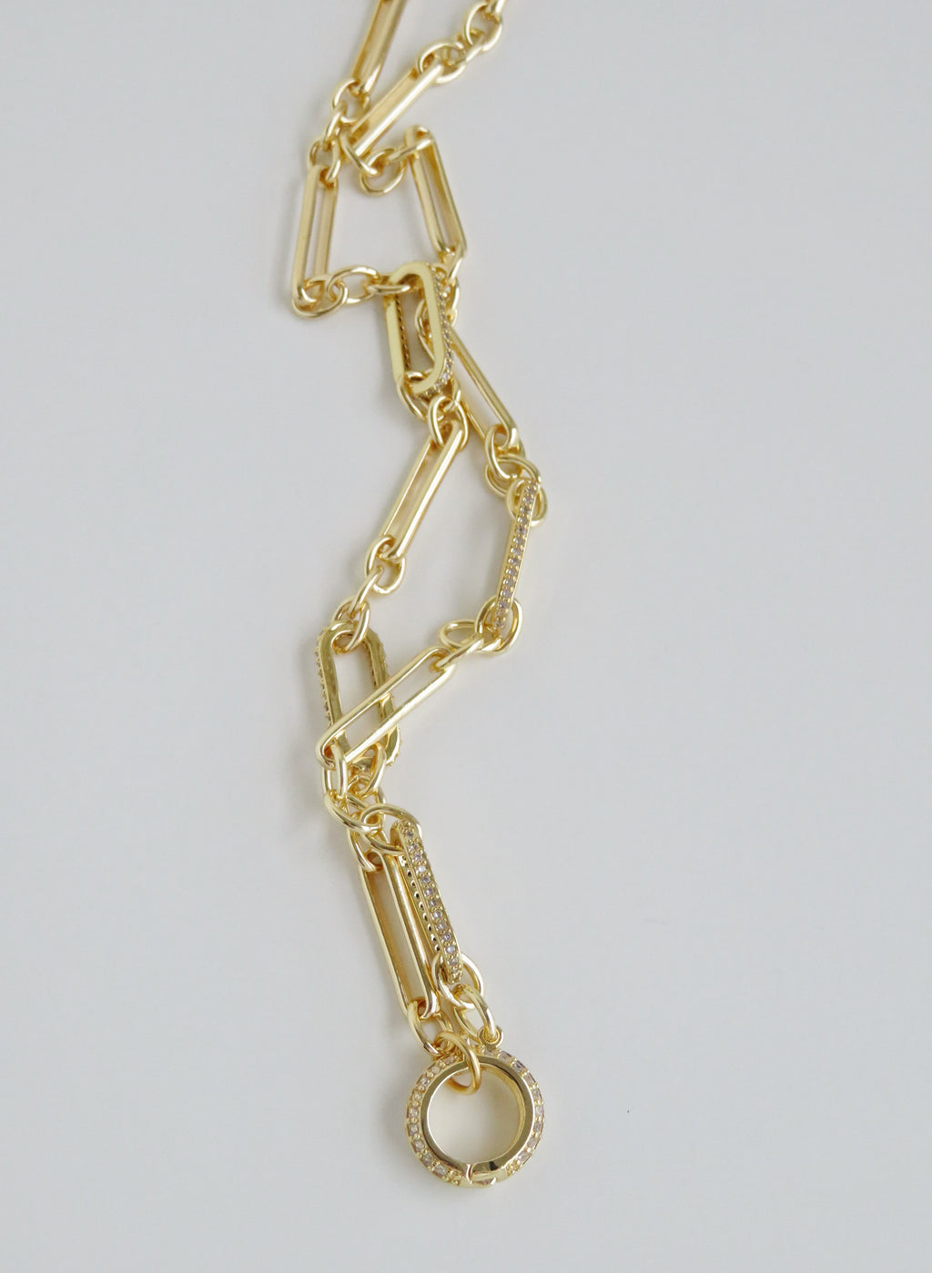 Diamond Figaro Charm Holder Necklace - Clicker Clasp - add charms