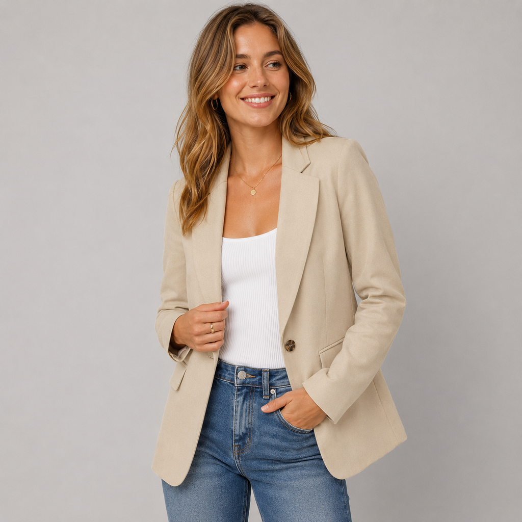Casual Blazer Jacket - Lightweight One-Button Work Office Suit Coat