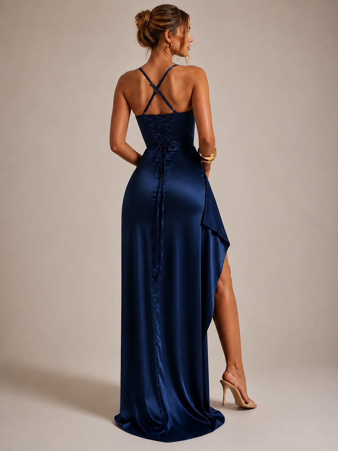 Lara Maxi Dress – Elegant Backless Slit Dress for Weddings, Galas & Date Nights