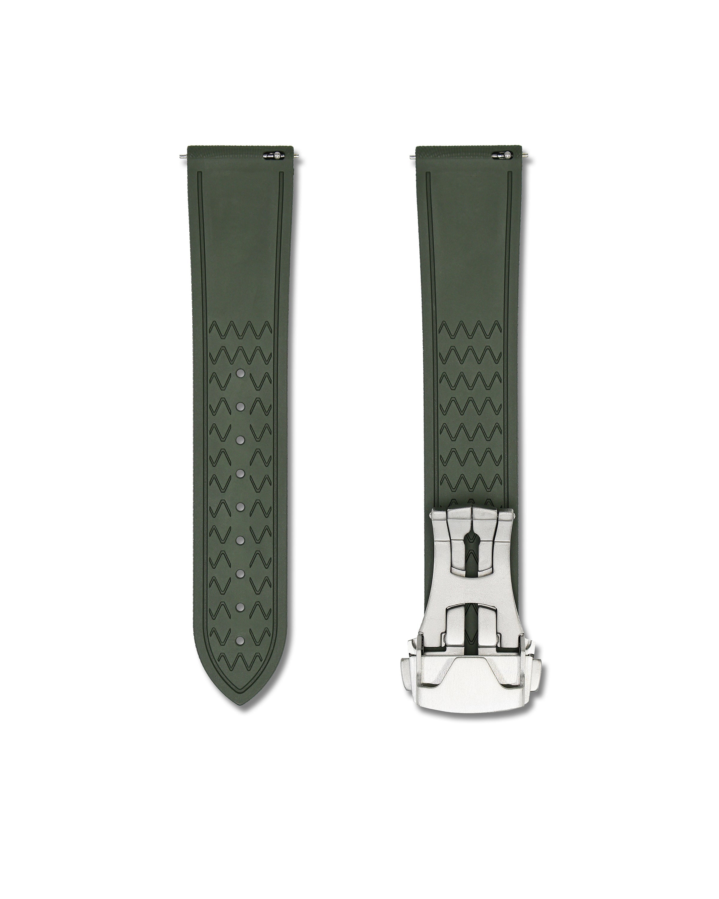 Forest Green Deployant Clasp Quick Release Rubber Sailcloth Strap 19mm