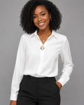 Long Sleeve Button Down Shirt - Collared V-Neck Casual Dress Blouse