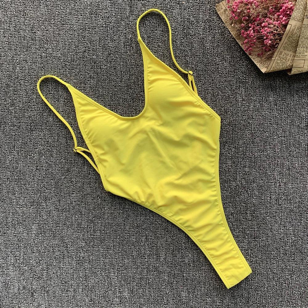 String Open Back Sexy Triangle Bikini Women's Sexy T-Back One-Piece Swimsuit Beach Hot Spring Swimsuit 194
