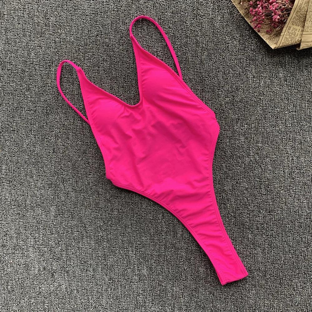 String Open Back Sexy Triangle Bikini Women's Sexy T-Back One-Piece Swimsuit Beach Hot Spring Swimsuit 194