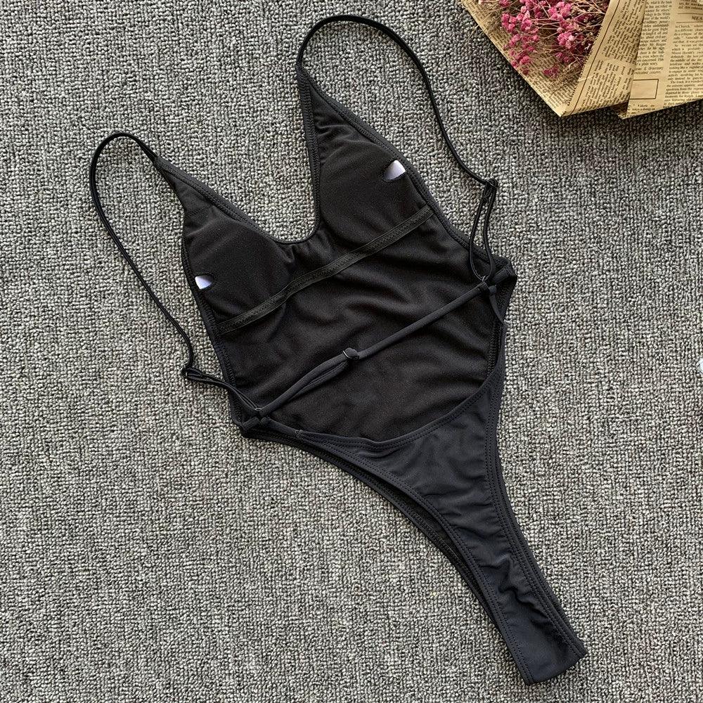 String Open Back Sexy Triangle Bikini Women's Sexy T-Back One-Piece Swimsuit Beach Hot Spring Swimsuit 194
