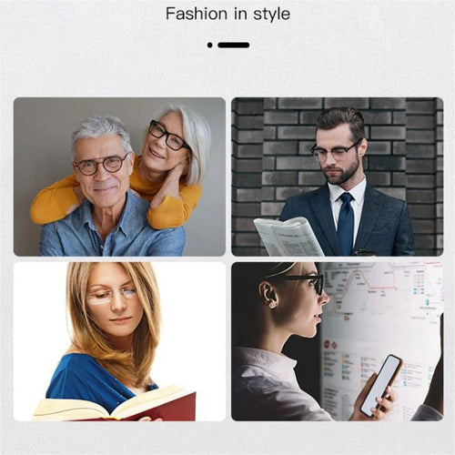 BARCUR Fashion Business Presbyopia Eyeglasses for Men and Women Ultra-Light Double Bar Alloy Rectangular Small Frame Transparent HD Reading Glasses