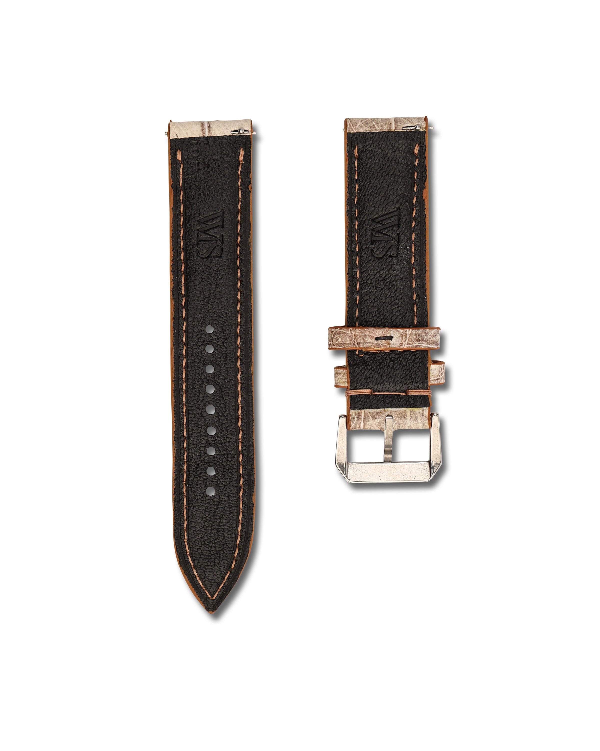 Desert Vein White Alligator Leather Watch Strap 20mm
