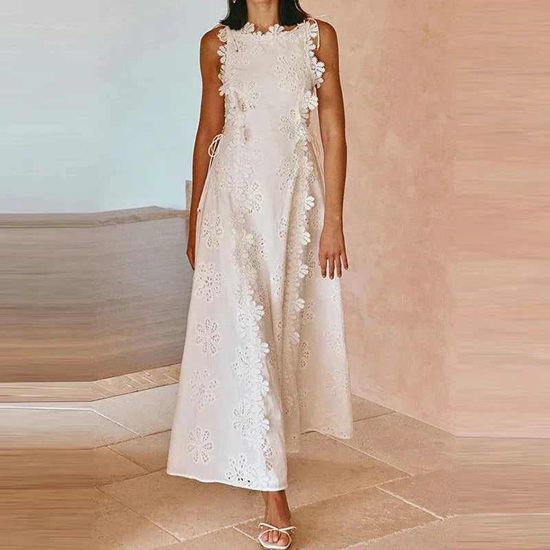Pristine White Lace Evening Dress