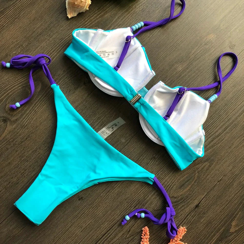Sexy Bikini 2022 Push Up Bikini Set Yellow Swimwear Women Micro Swimsuit Female Bandage Biquini Beach Wear Swimming Two-Piece