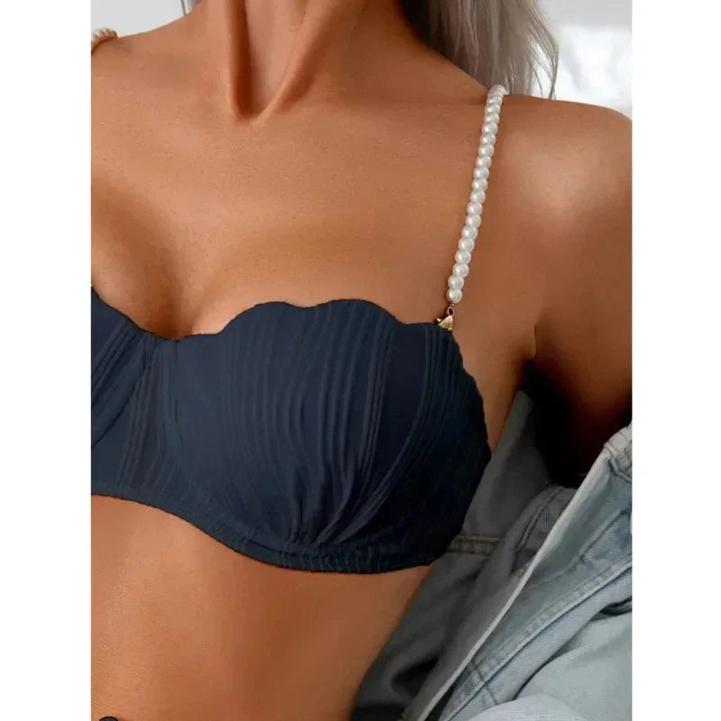 Pearl Ruched High Waist Bikini
