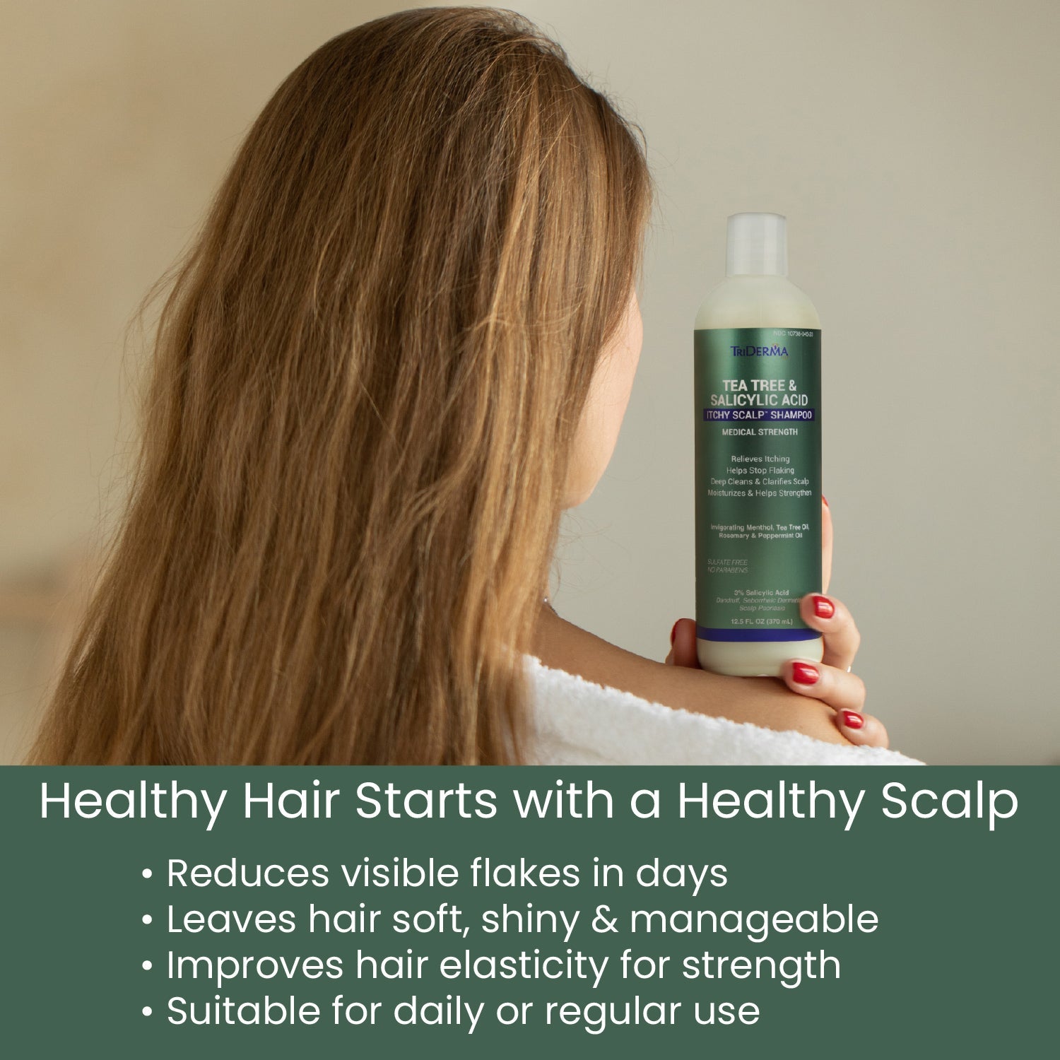 Tea Tree Itchy Scalp Shampoo – Dandruff & Itch Relief | TriDerma