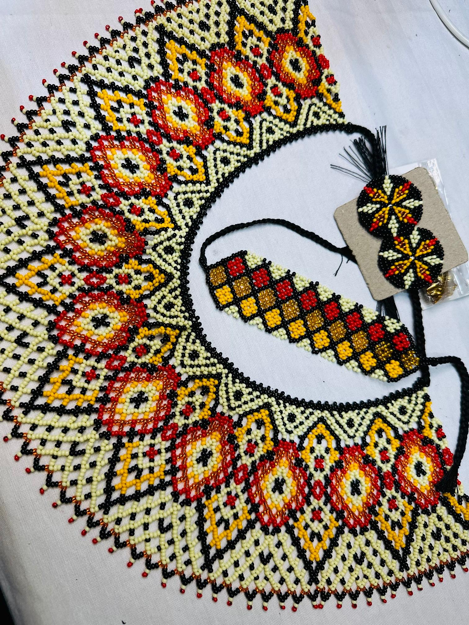 Handmade Beaded Tribal Necklace, Bracelet & Earrings Set "AMAZONIAN" - Limited Edition
