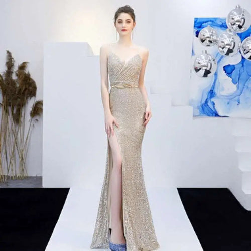 Banquet Elegant Annual Meeting Sequined Mermaid Gown