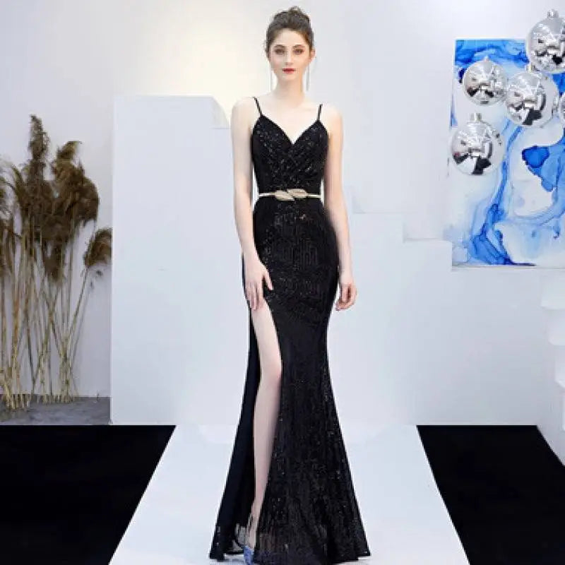 Banquet Elegant Annual Meeting Sequined Mermaid Gown