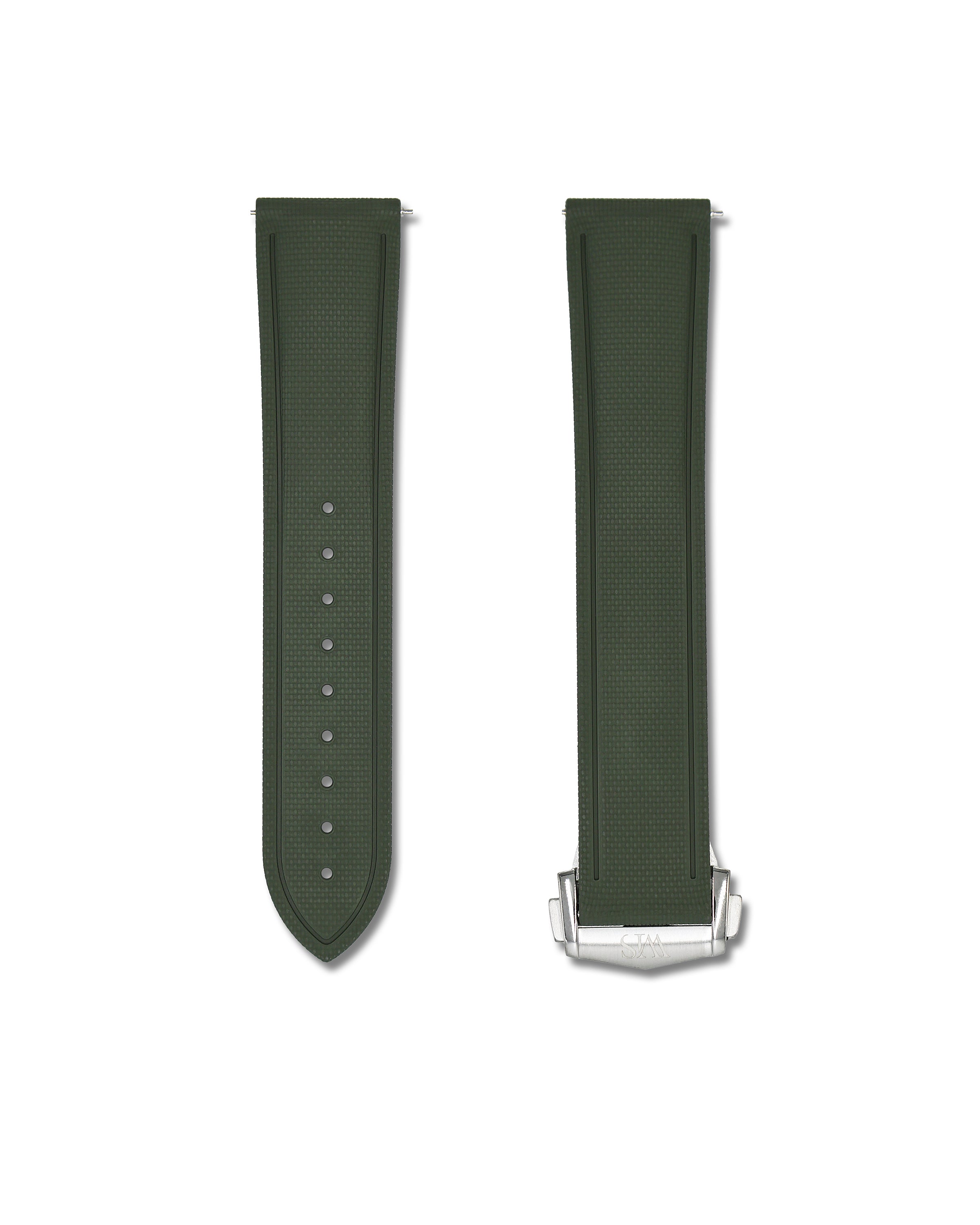 Forest Green Deployant Clasp Quick Release Rubber Sailcloth Strap 19mm