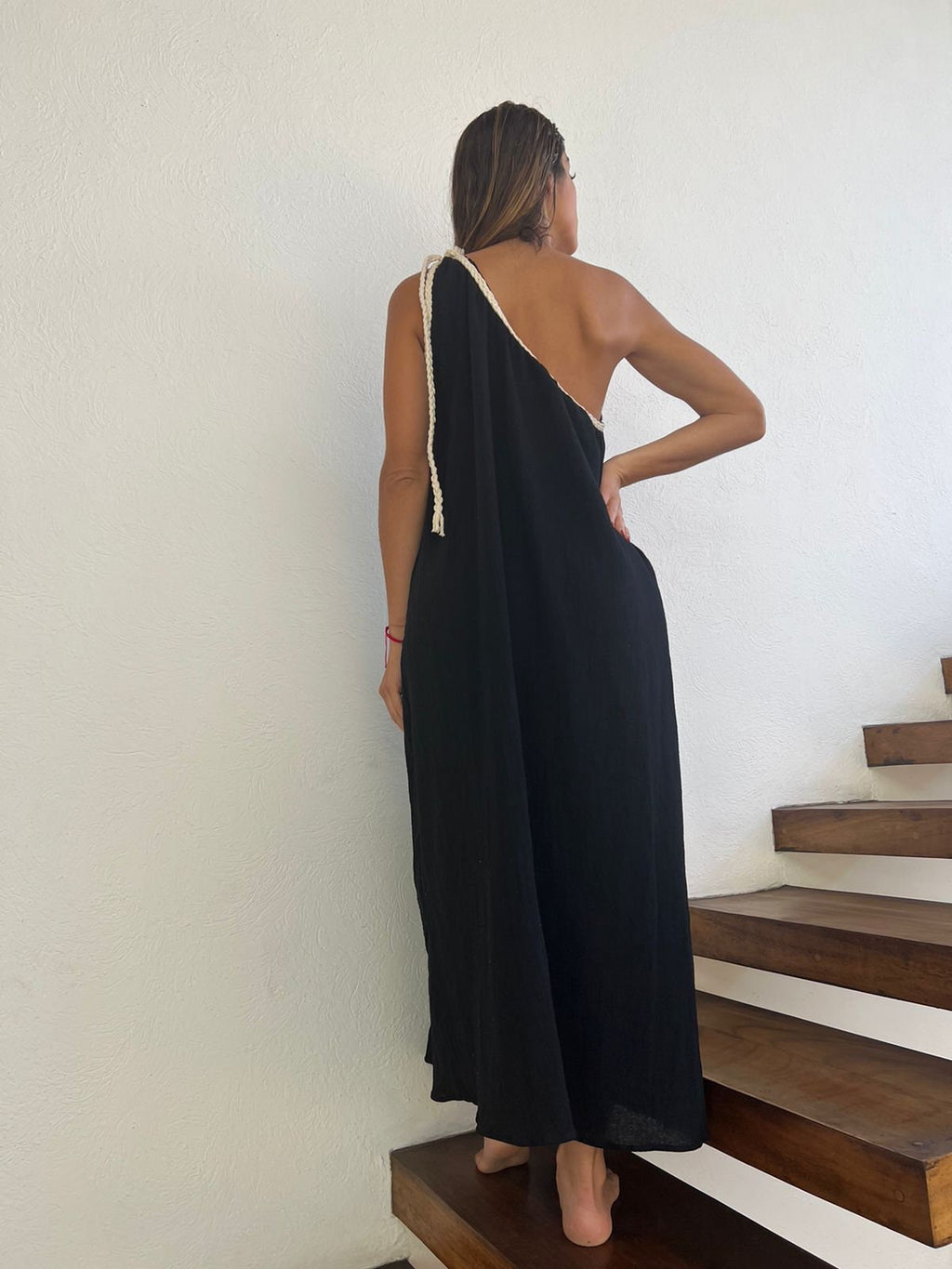 Handmade Boho One-Shoulder Maxi Beach Dress "GRECIA", by ALLE BOHO