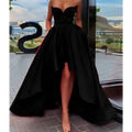 Red Satin High Low Ladies Evening Dress