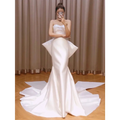 Small Trailing Temperament Satin Mermaid Wedding Dress