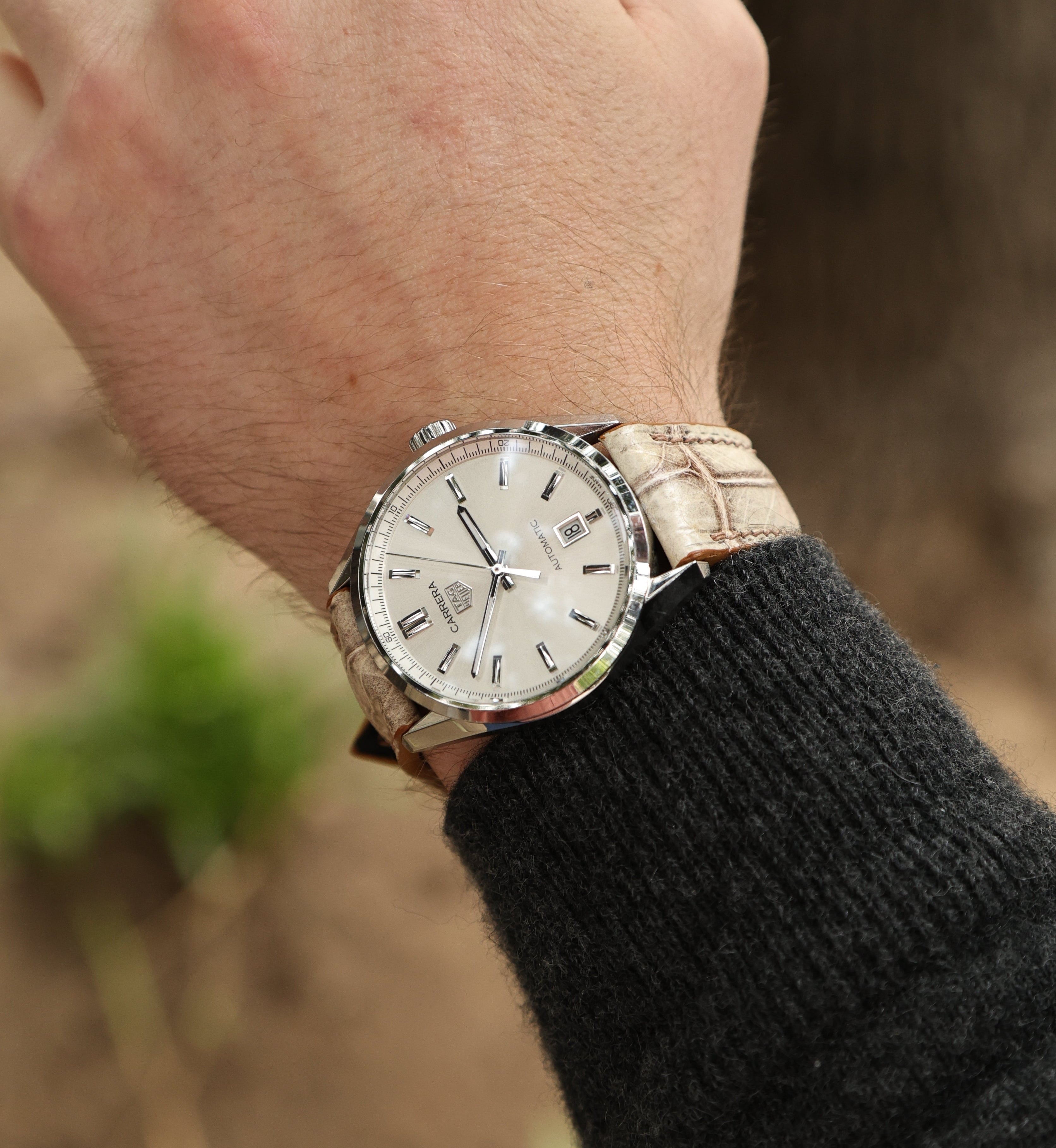 Desert Vein White Alligator Leather Watch Strap 20mm